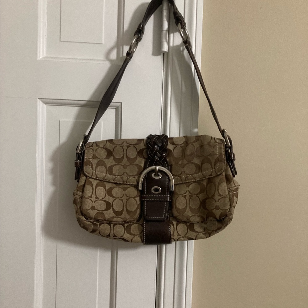Coach Soho Signature Brown Canvas Satchel Shoulder Bag K05Q-6314